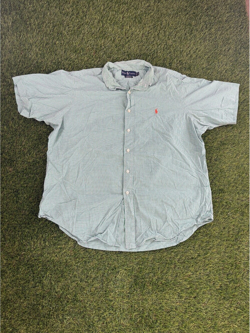 Polo Ralph Lauren 2000s Green Cotton Button-Up Shirt, Men's XL